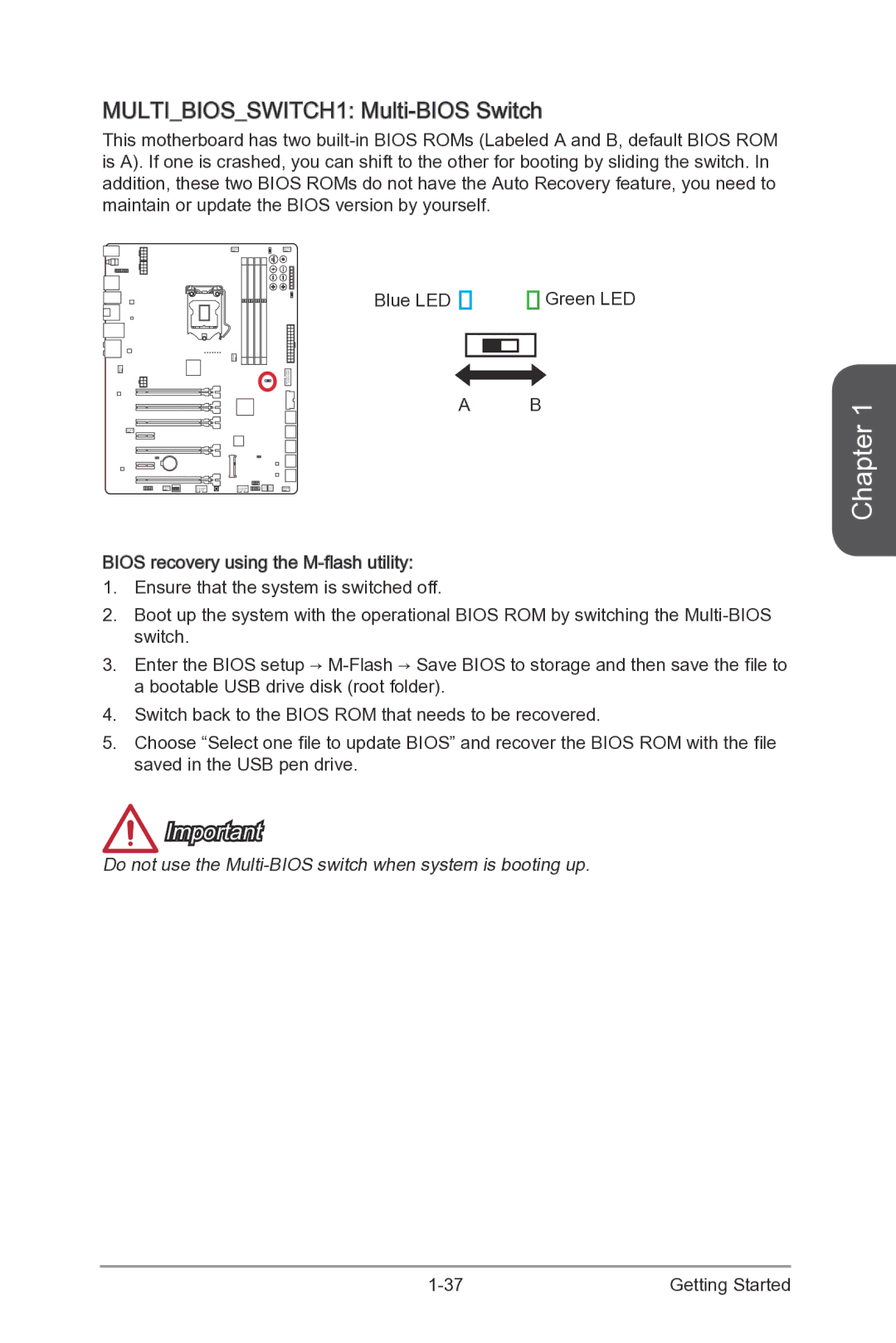 MSI Z87-XPOWER manual MULTIBIOSSWITCH1 Multi -BIOS Switch 