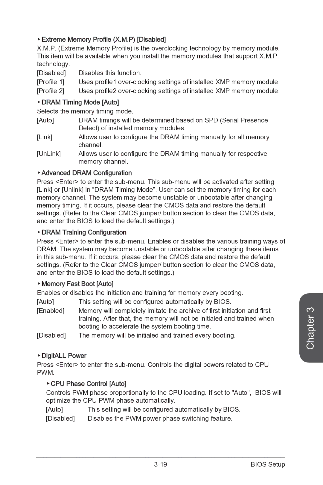 MSI Z87-XPOWER Profile, Dram Timing Mode Auto Selects the memory timing mode, Detect of installed memory modules, Link 