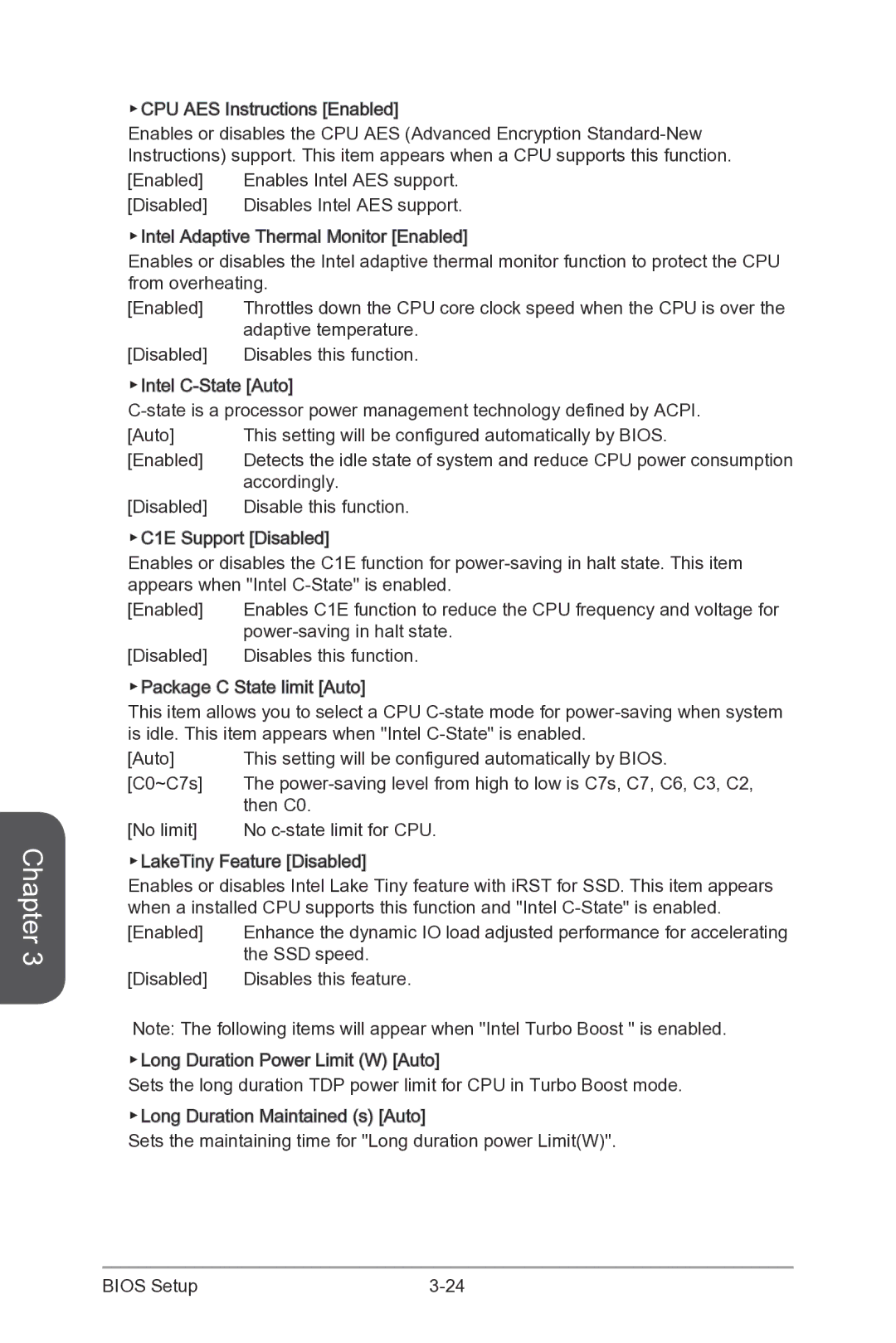 MSI Z87-XPOWER CPU AES Instructions Enabled, Enabled Enables Intel AES support Disabled, Adaptive temperature, Accordingly 