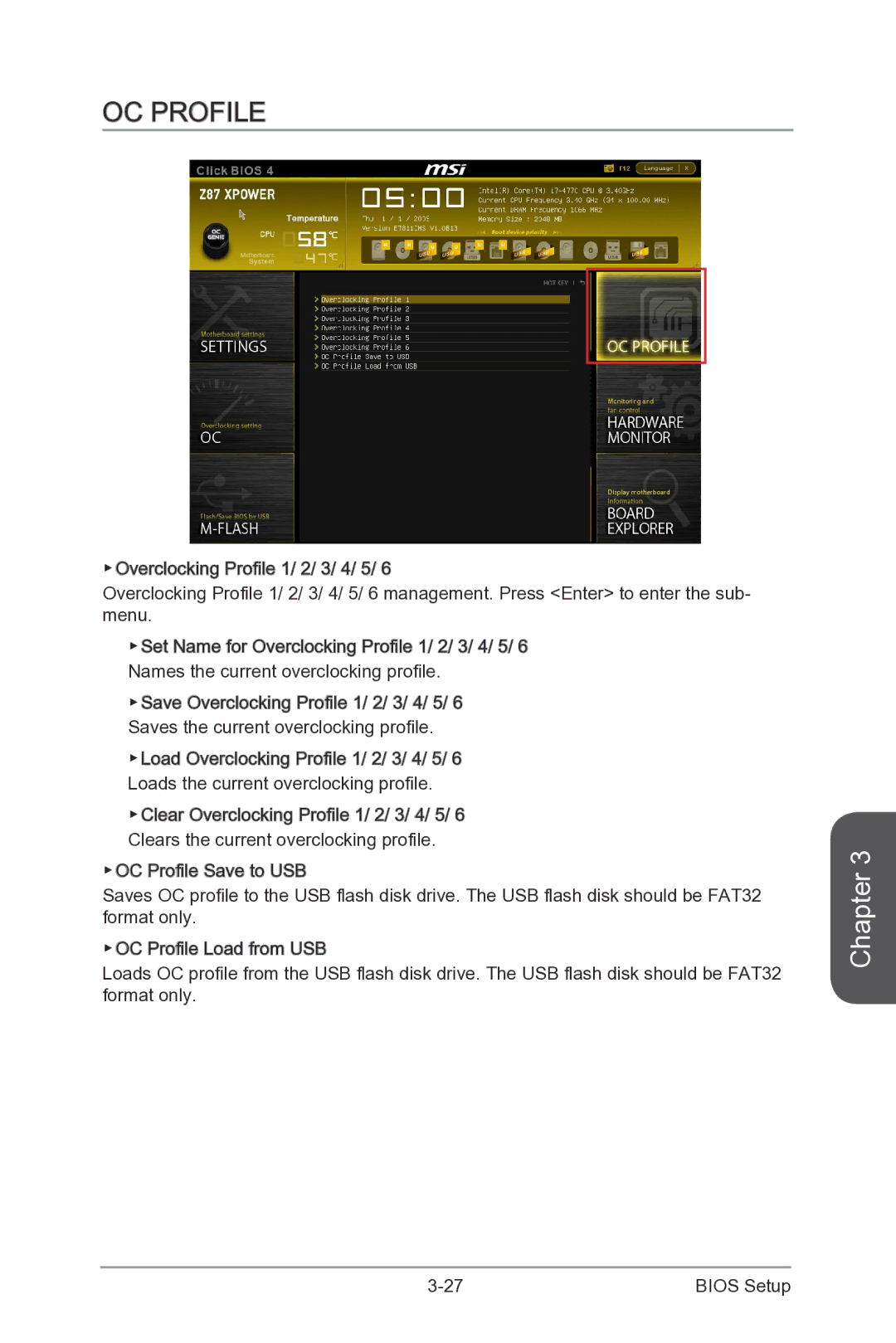 MSI Z87-XPOWER manual OC Profile 