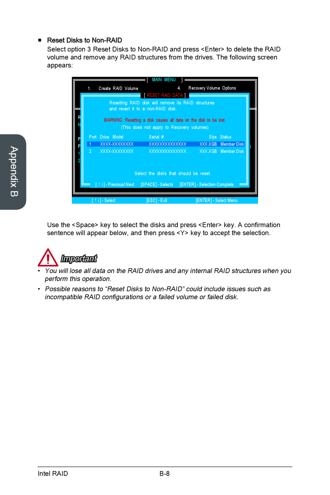 MSI Z87-XPOWER manual Appendix B, This does not apply to Recovery volumes, ↑↓ - Previous/ Next 