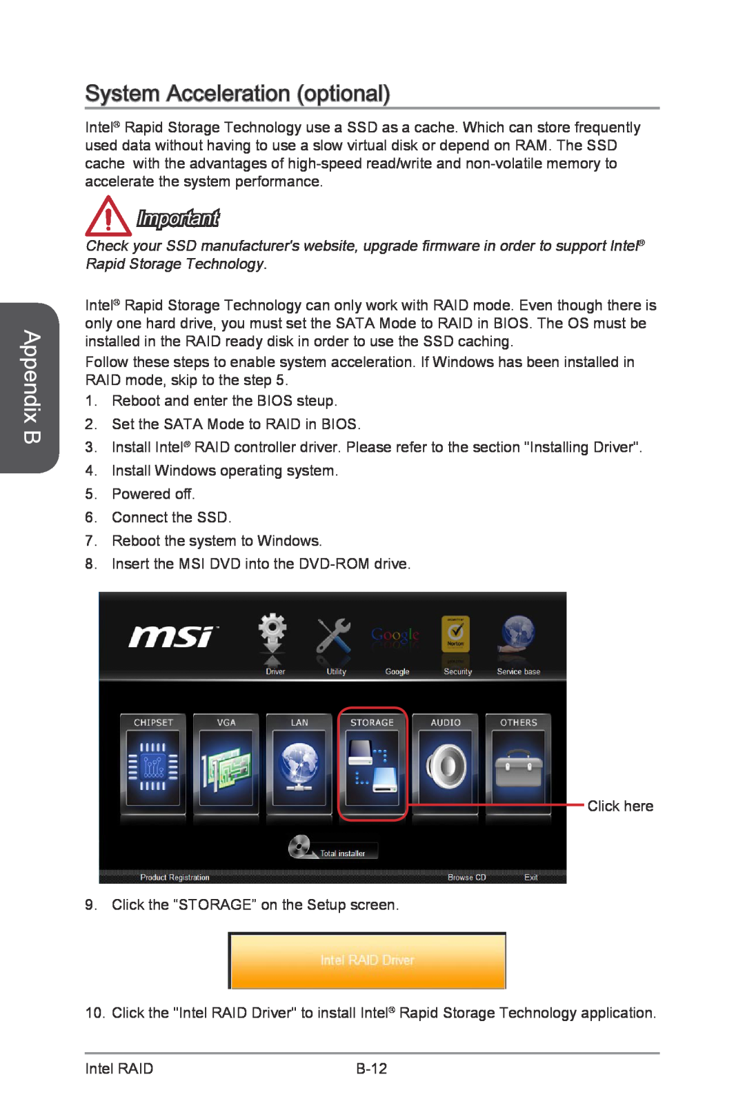 MSI Z87-XPOWER manual System Acceleration optional, Appendix B, B-12 