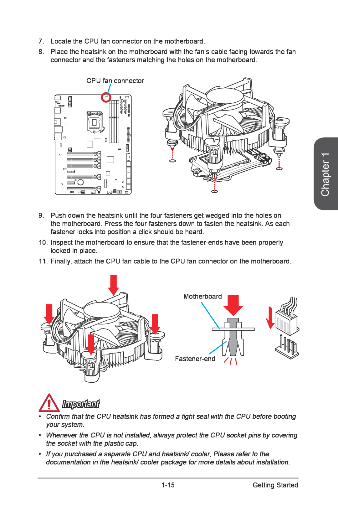 MSI Z87-XPOWER manual Chapter, Locate the CPU fan connector on the motherboard 