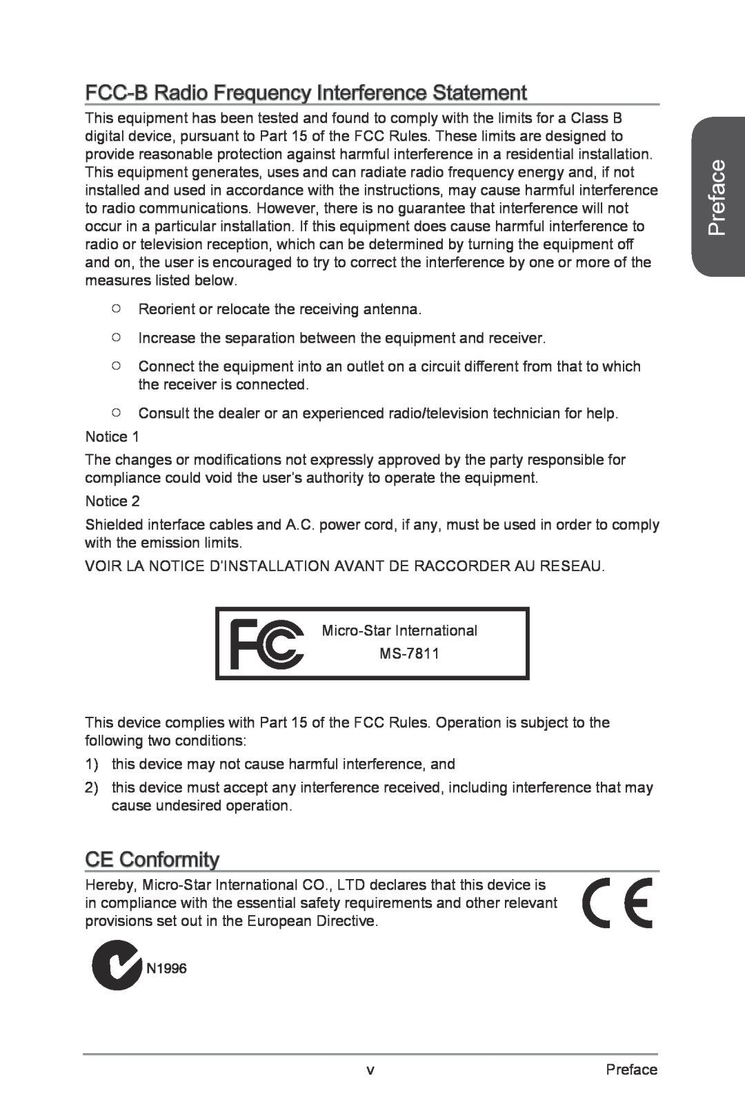 MSI Z87-XPOWER manual FCC-B Radio Frequency Interference Statement, CE Conformity, Preface 