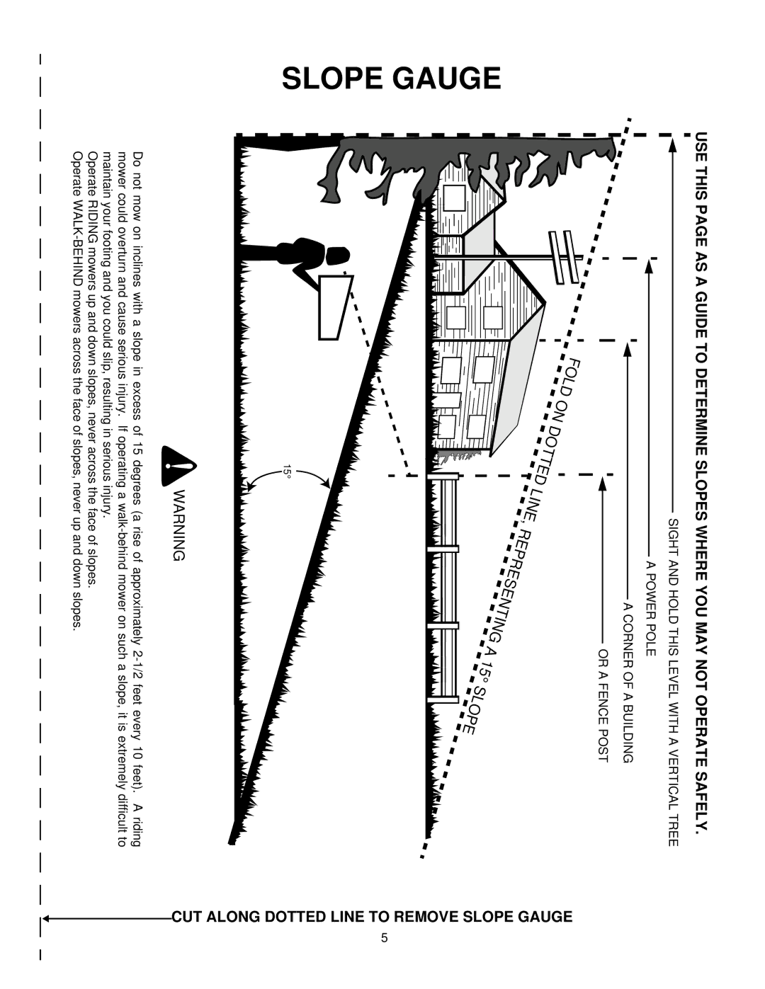 MTD 050 thru 062 manual Gaugeslope, To Remove Slope Gauge CUT Along Dotted Line 