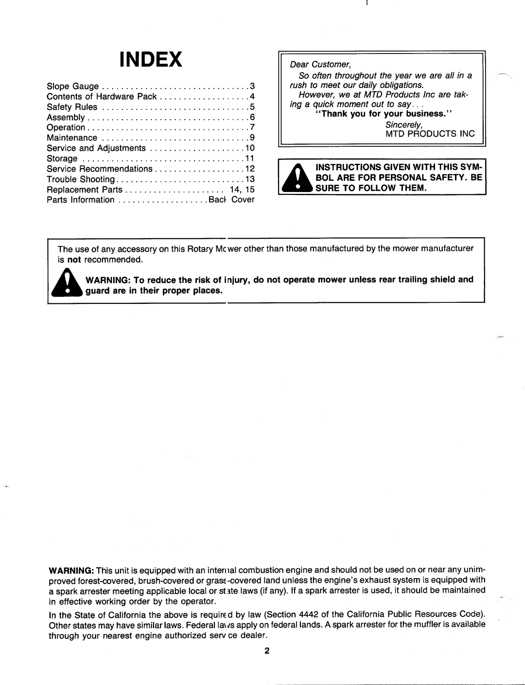 MTD 110-017R000 manual 