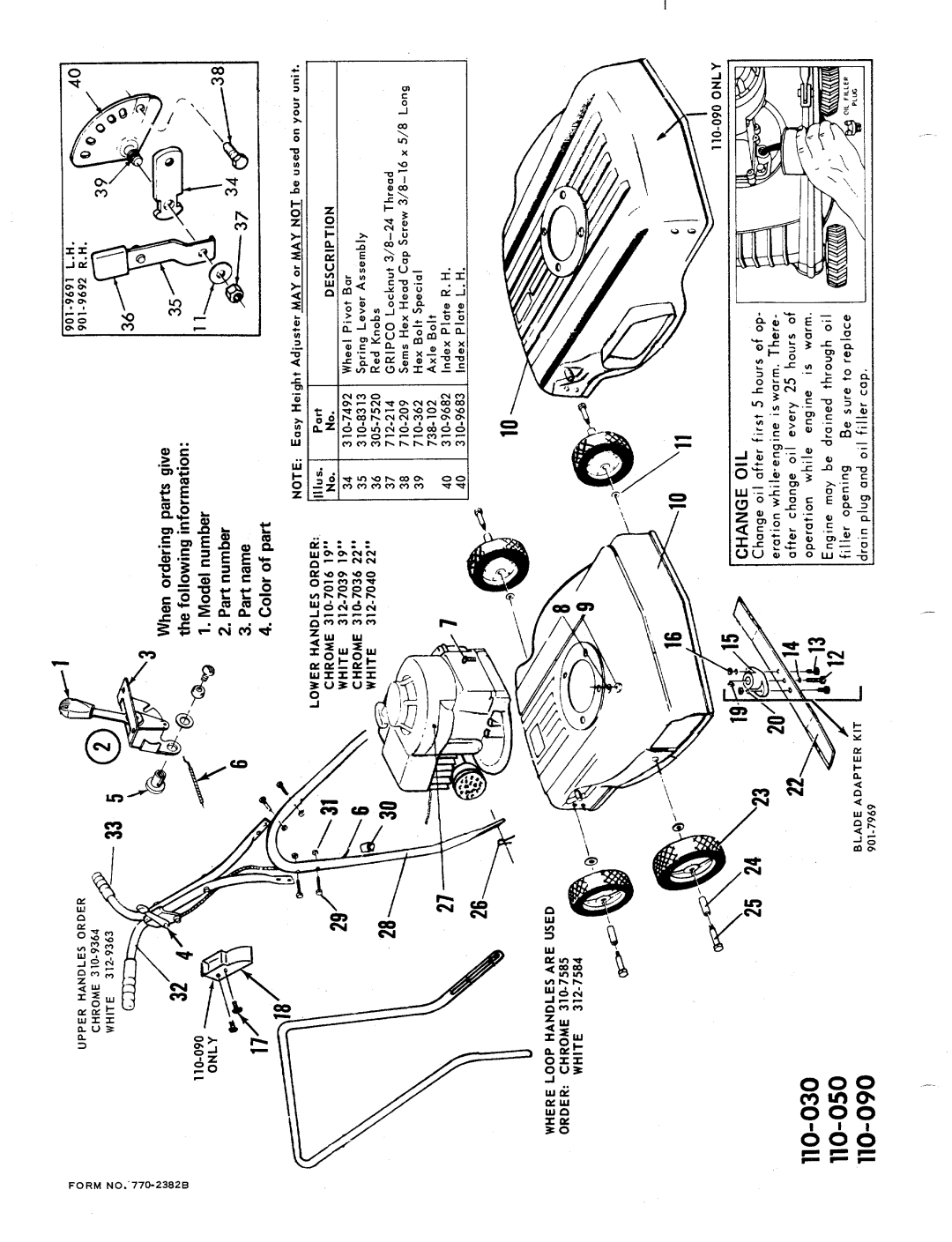 MTD 110-030, 110-050, 110-090 manual 