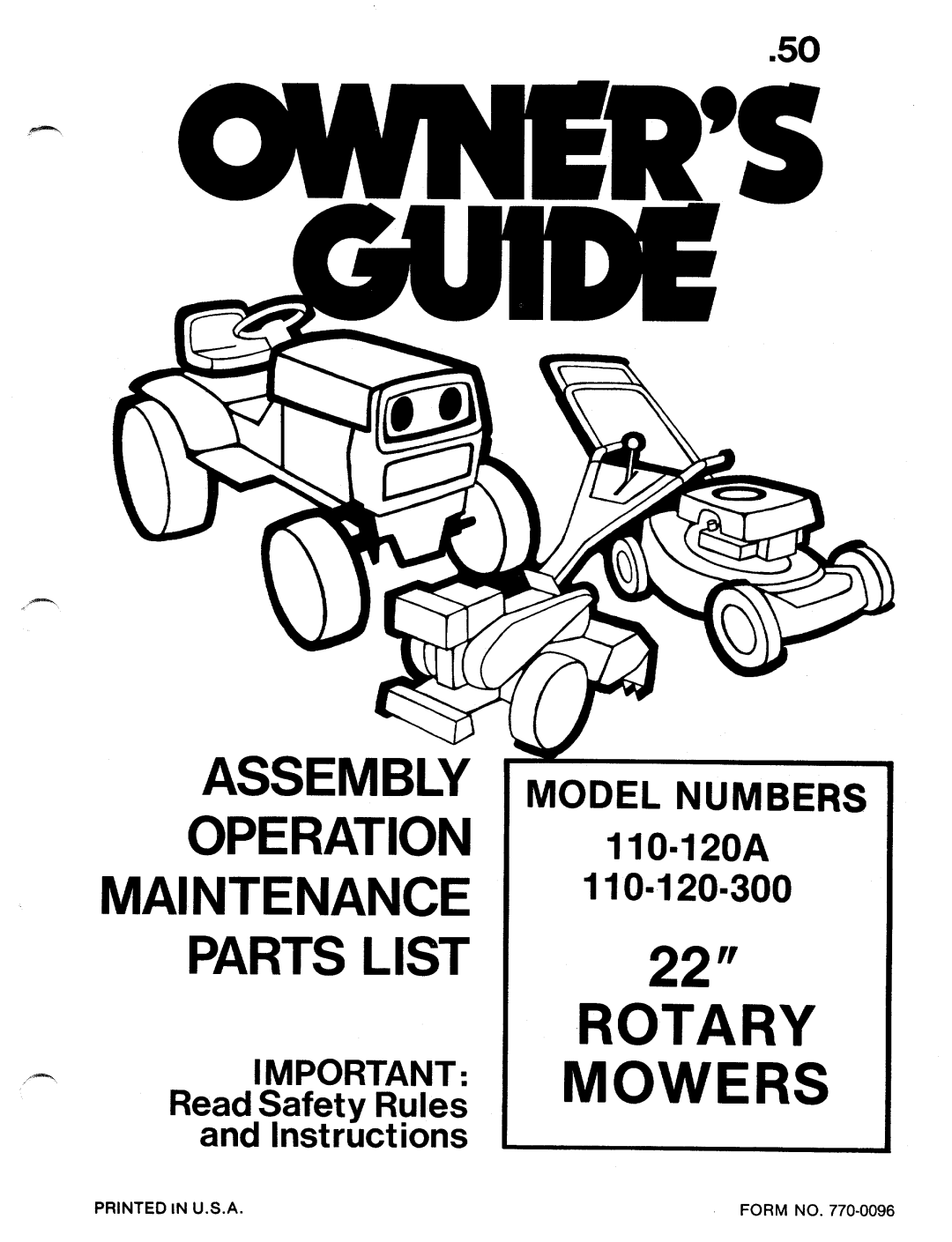 MTD 110-120A, 110-120-300 manual 