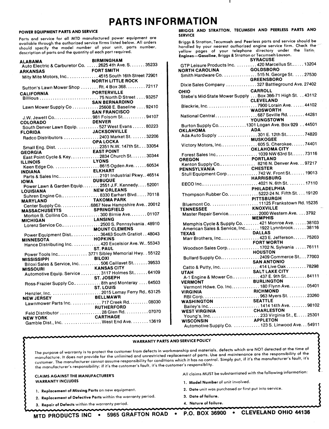 MTD 110-120A, 110-120-300 manual 