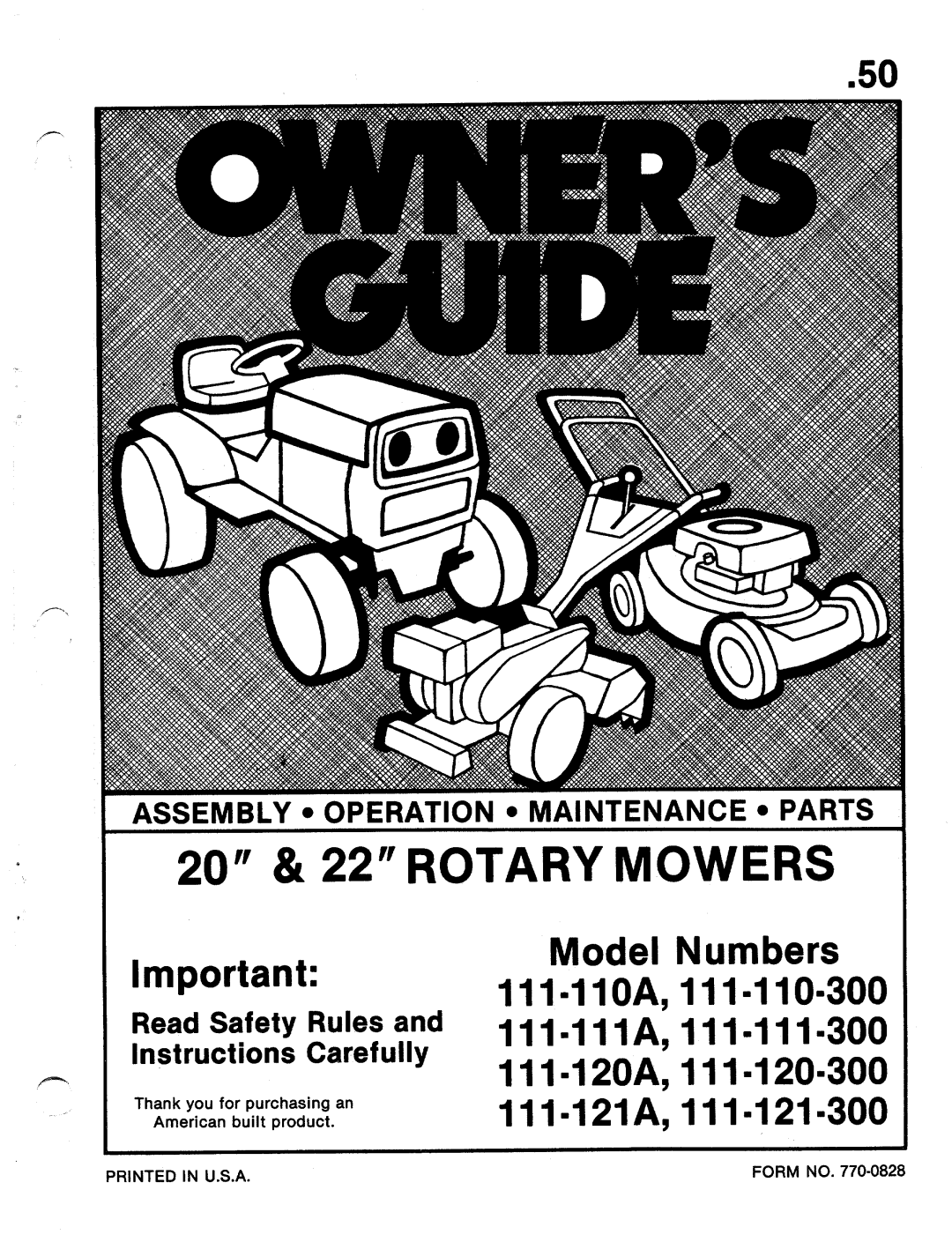 MTD 110-121-300, 110-121A, 110-111A, 110-110A, 110-110-300, 110-111-300 manual 