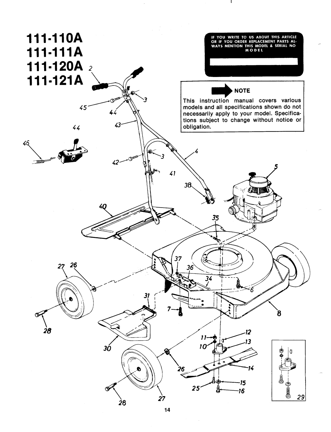 MTD 110-121-300, 110-121A, 110-111A, 110-110A, 110-110-300, 110-111-300 manual 