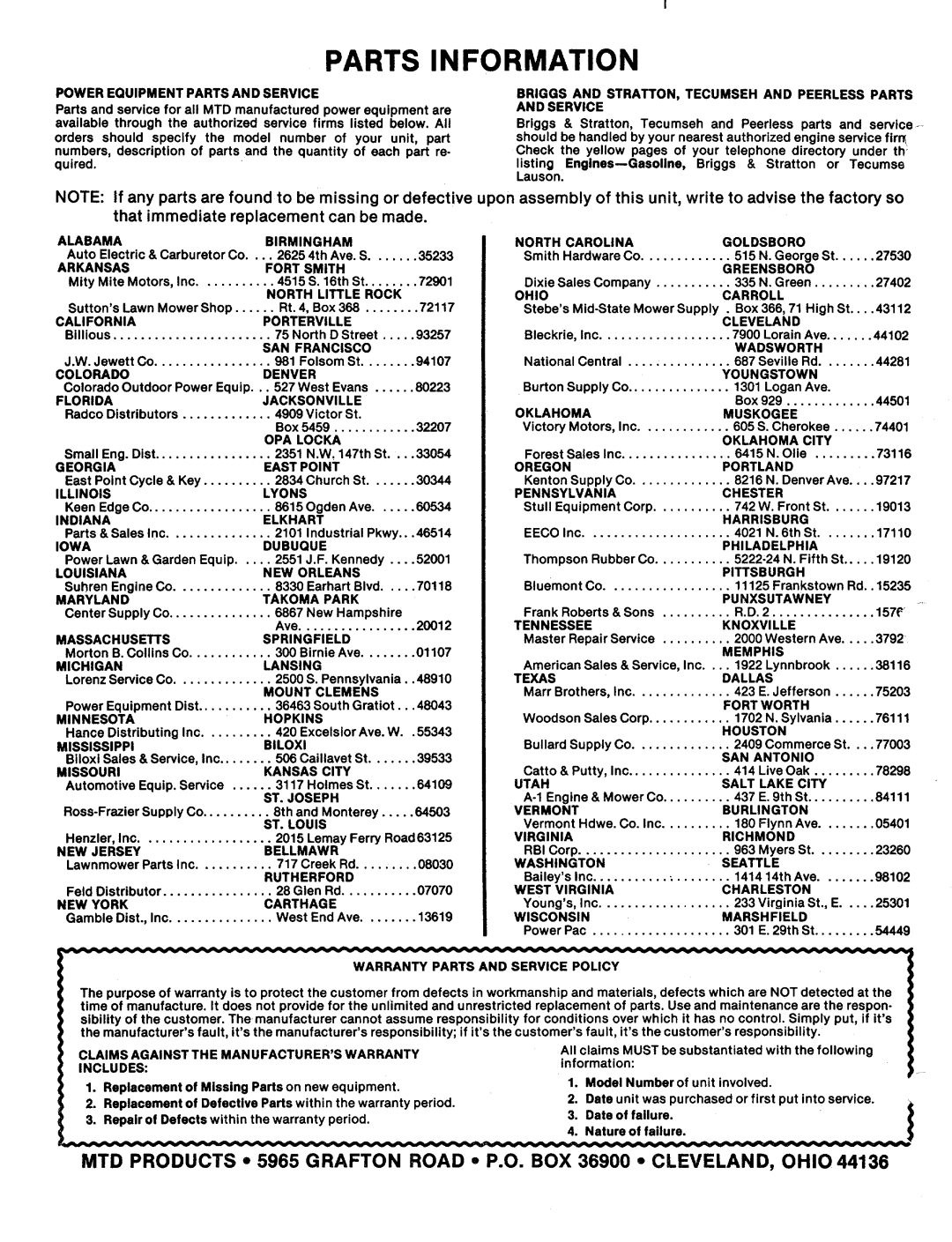 MTD 110-110A, 110-121A, 110-121-300, 110-111A, 110-110-300, 110-111-300 manual 