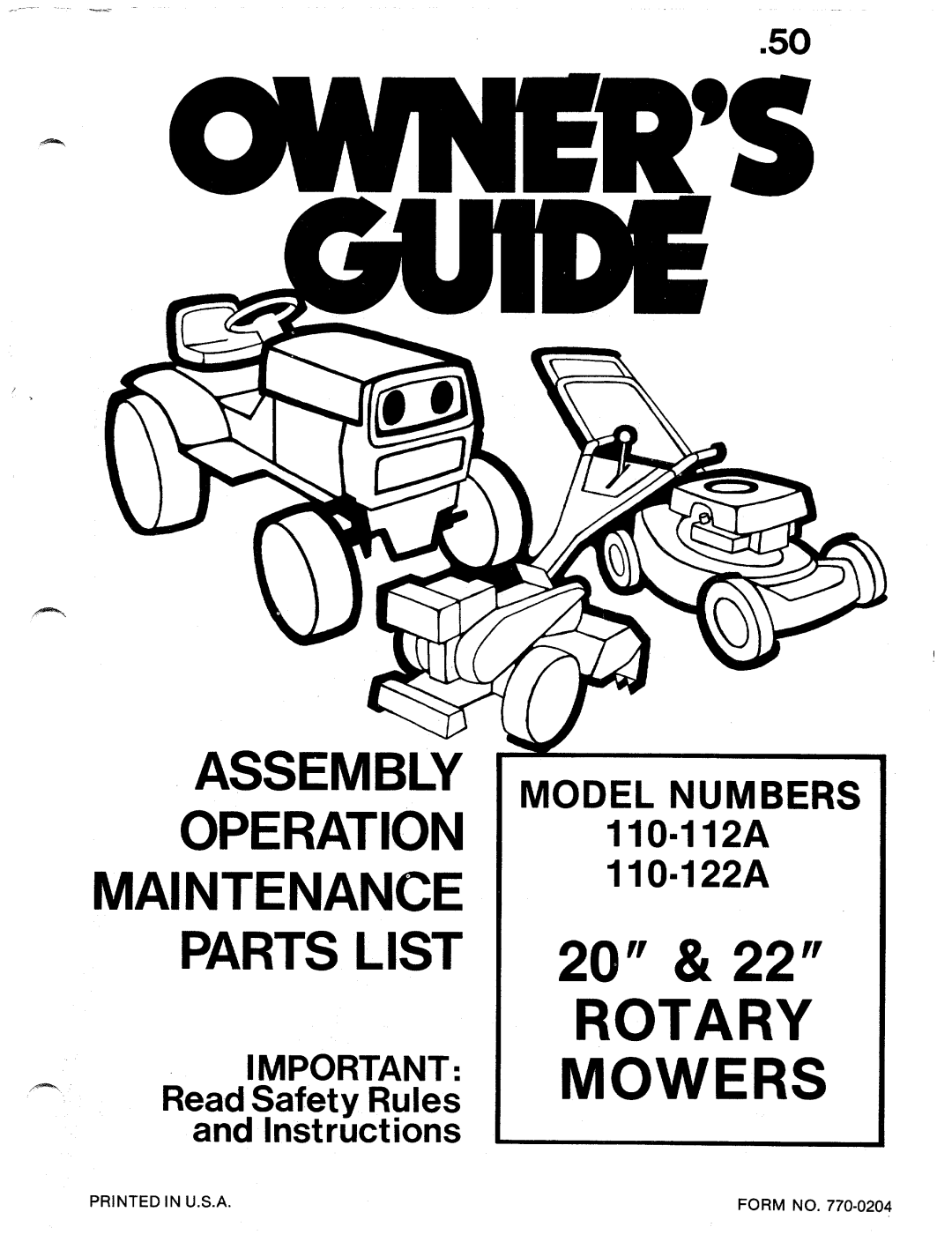 MTD 110-112A, 110-122A manual 