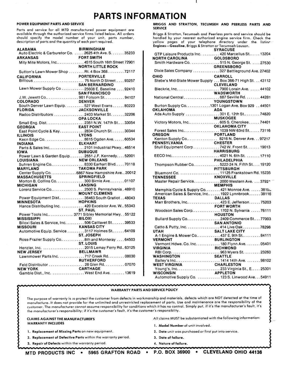 MTD 110-122A, 110-112A manual 