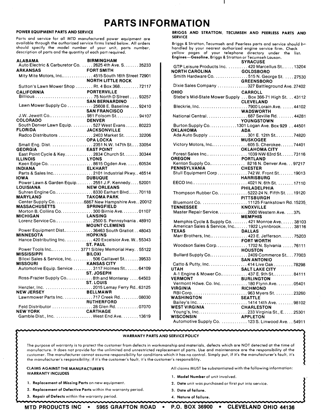 MTD 110-162A, 110-152A manual 