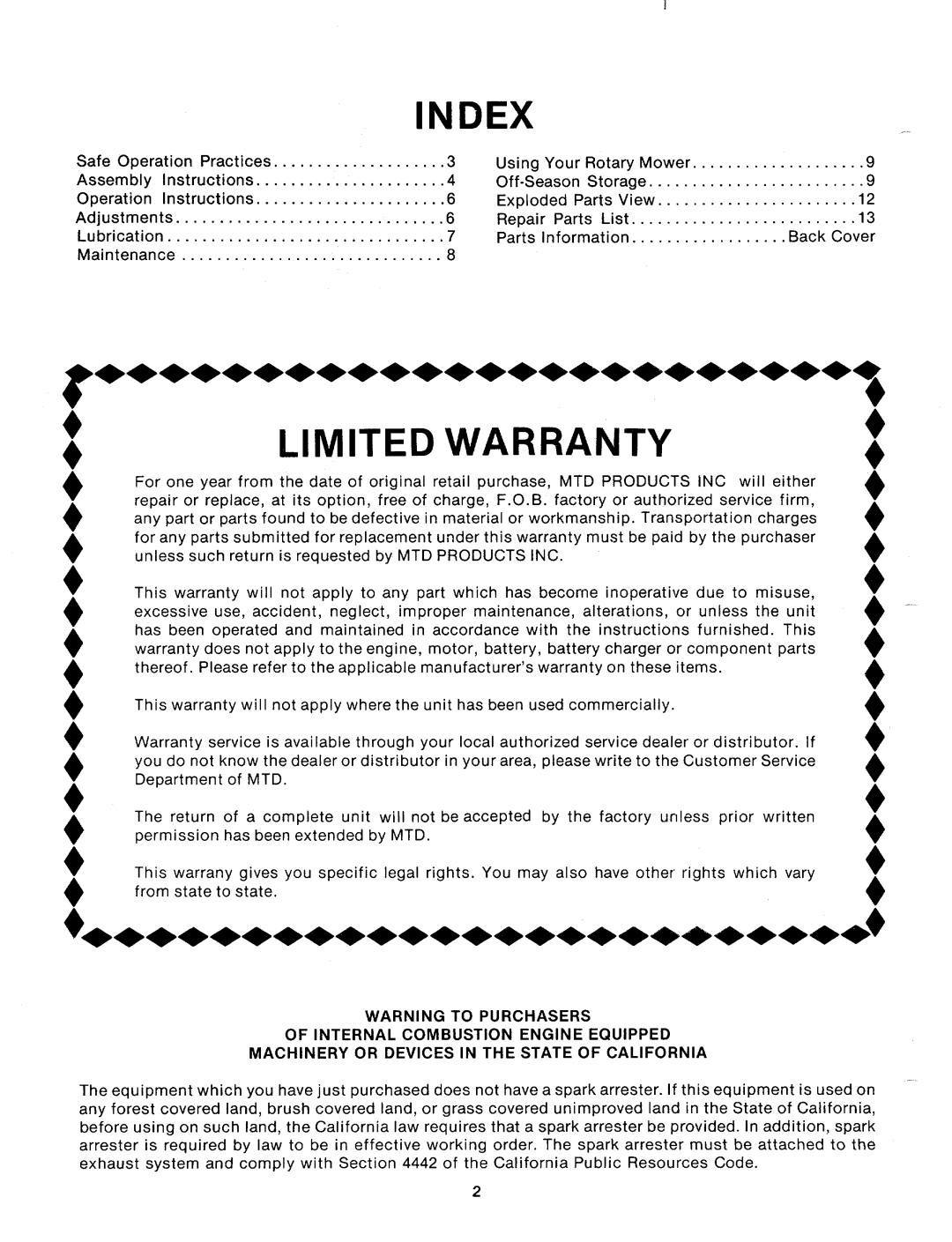 MTD 110-162A, 110-152A manual 