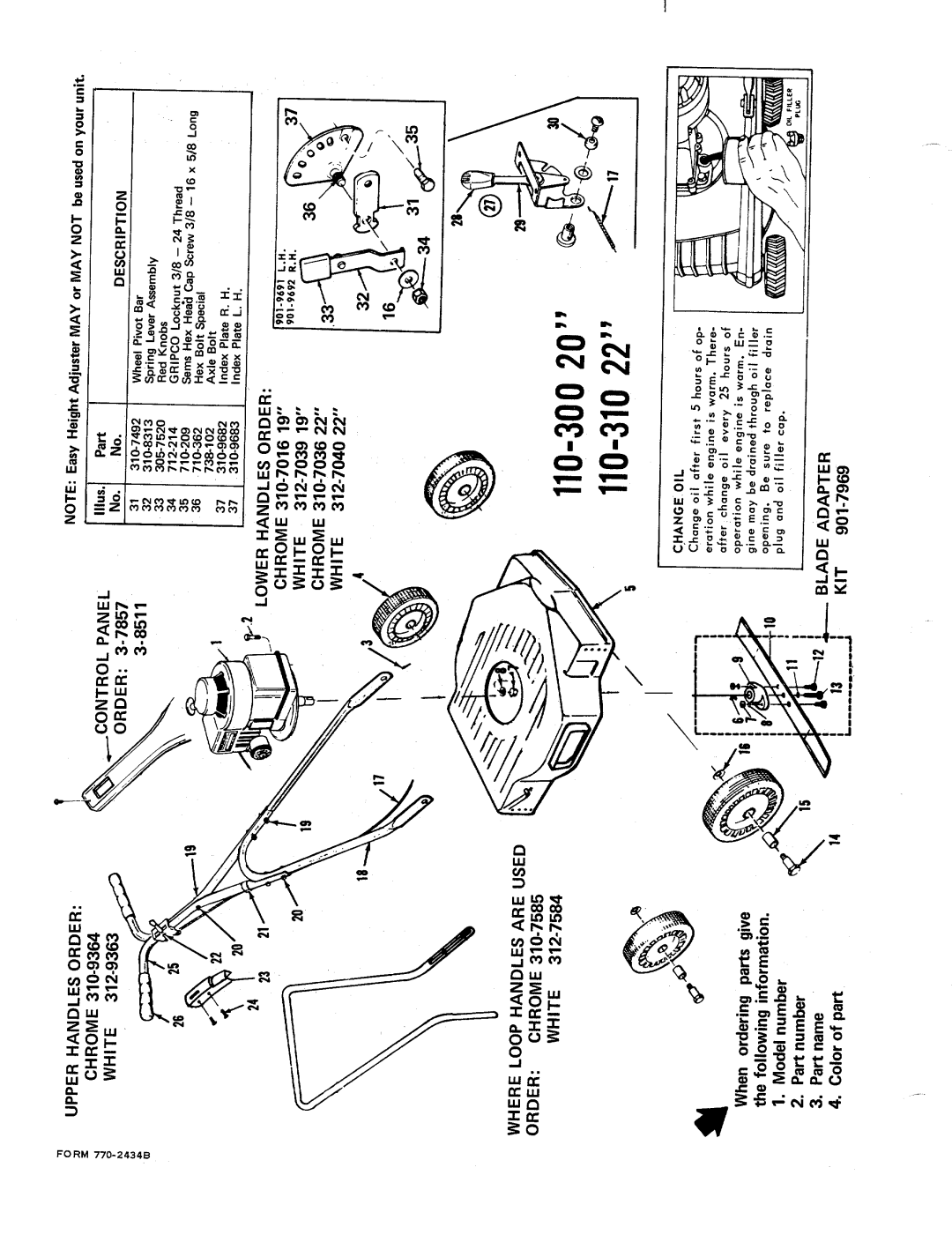 MTD 110-300, 110-310 manual 