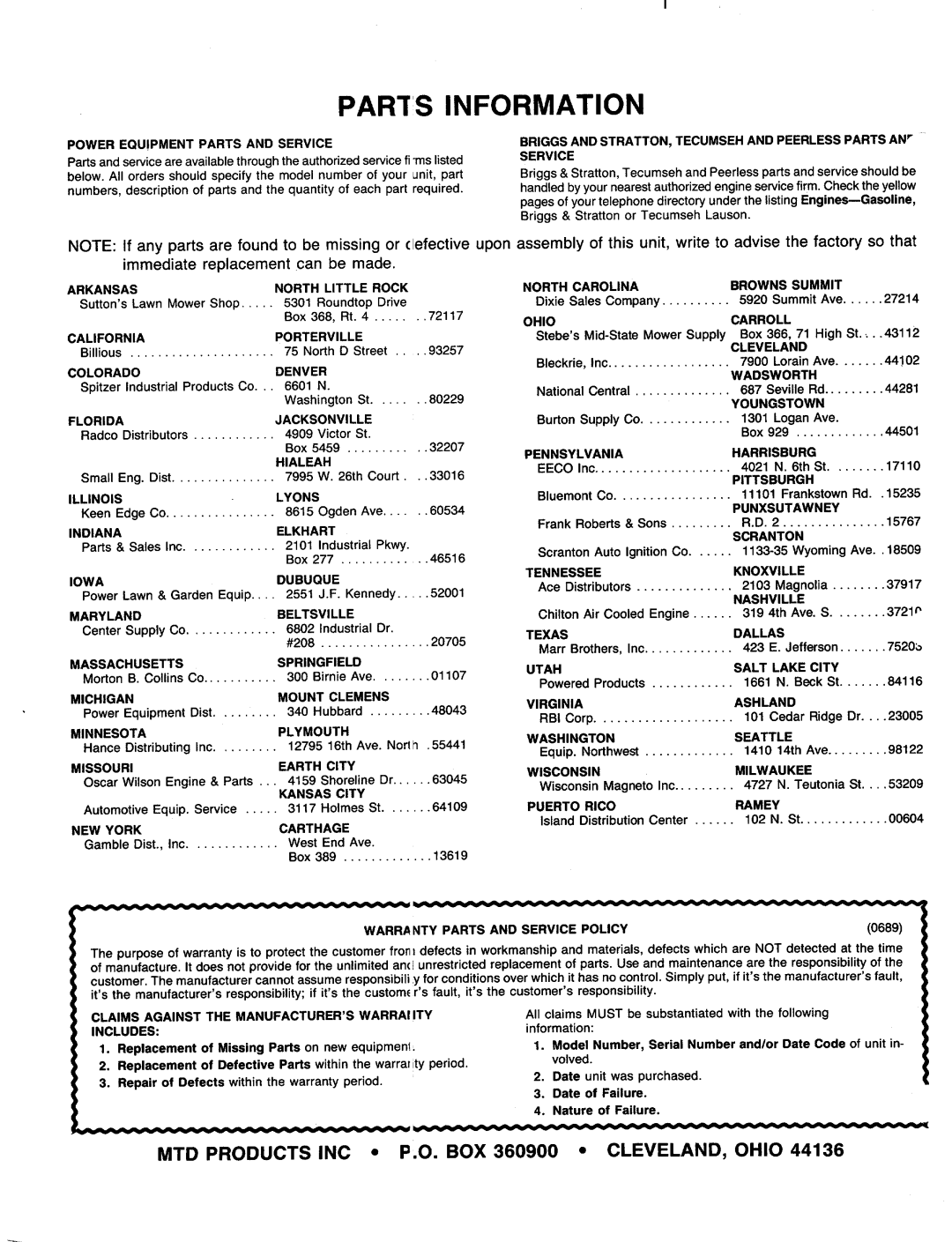 MTD 110-302R000, 110-300R000 manual 