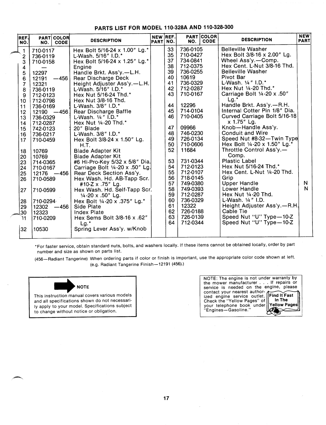 MTD 110-328A, 110-328-300 manual 