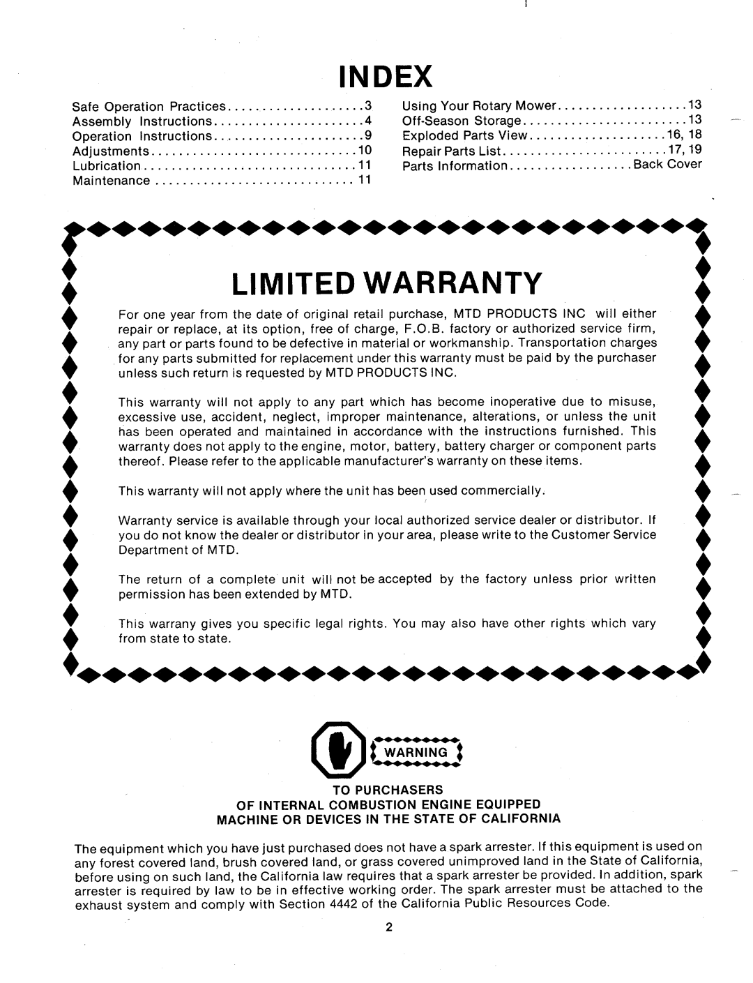 MTD 110-328A, 110-328-300 manual 