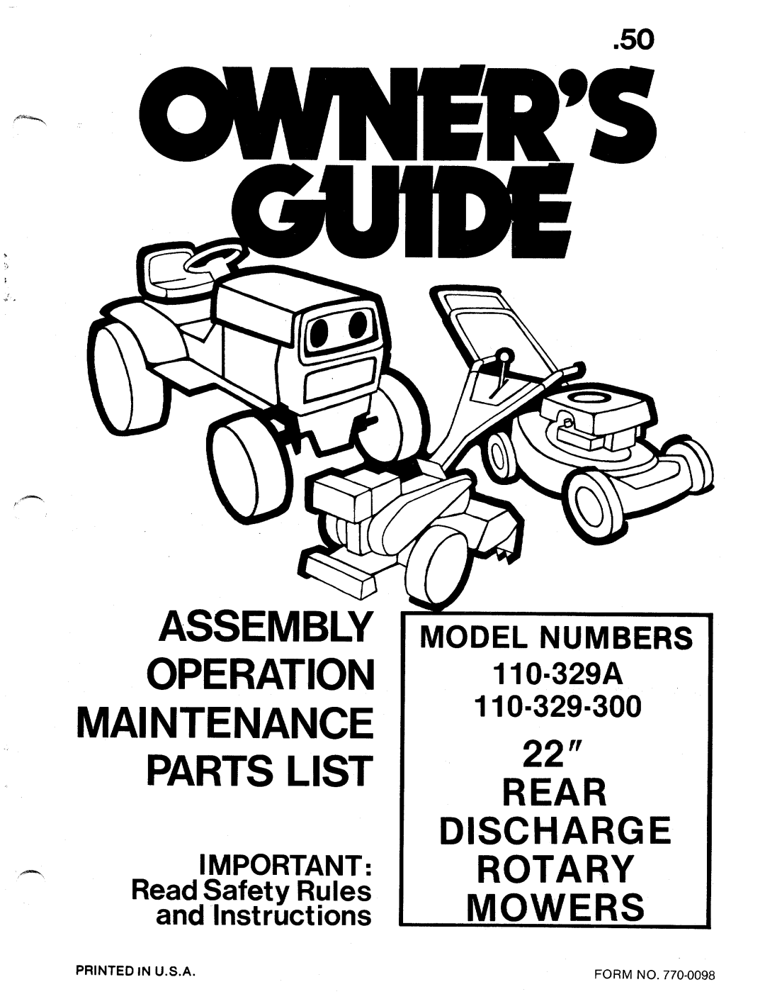 MTD 110-329A, 110-329-300 manual 