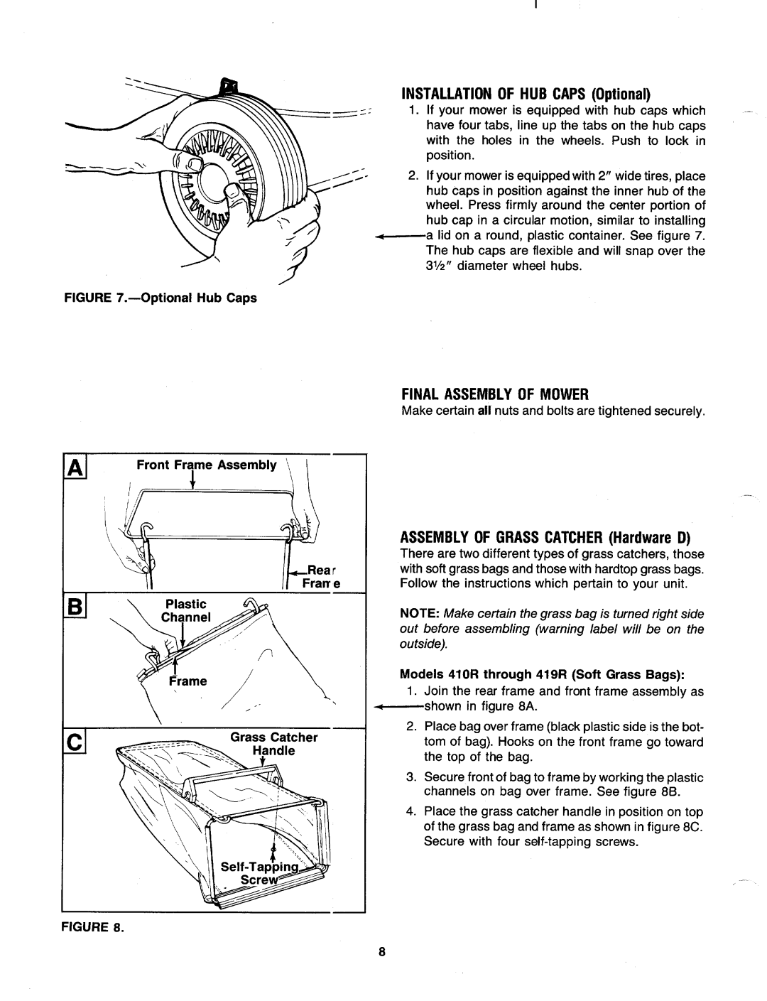 MTD 110-419R000, 110-428R000, 110-424R000, 110-426R000, 110-421R000, 110-418R000, 110-413R000, 110-416R000, 110-412R000 manual 