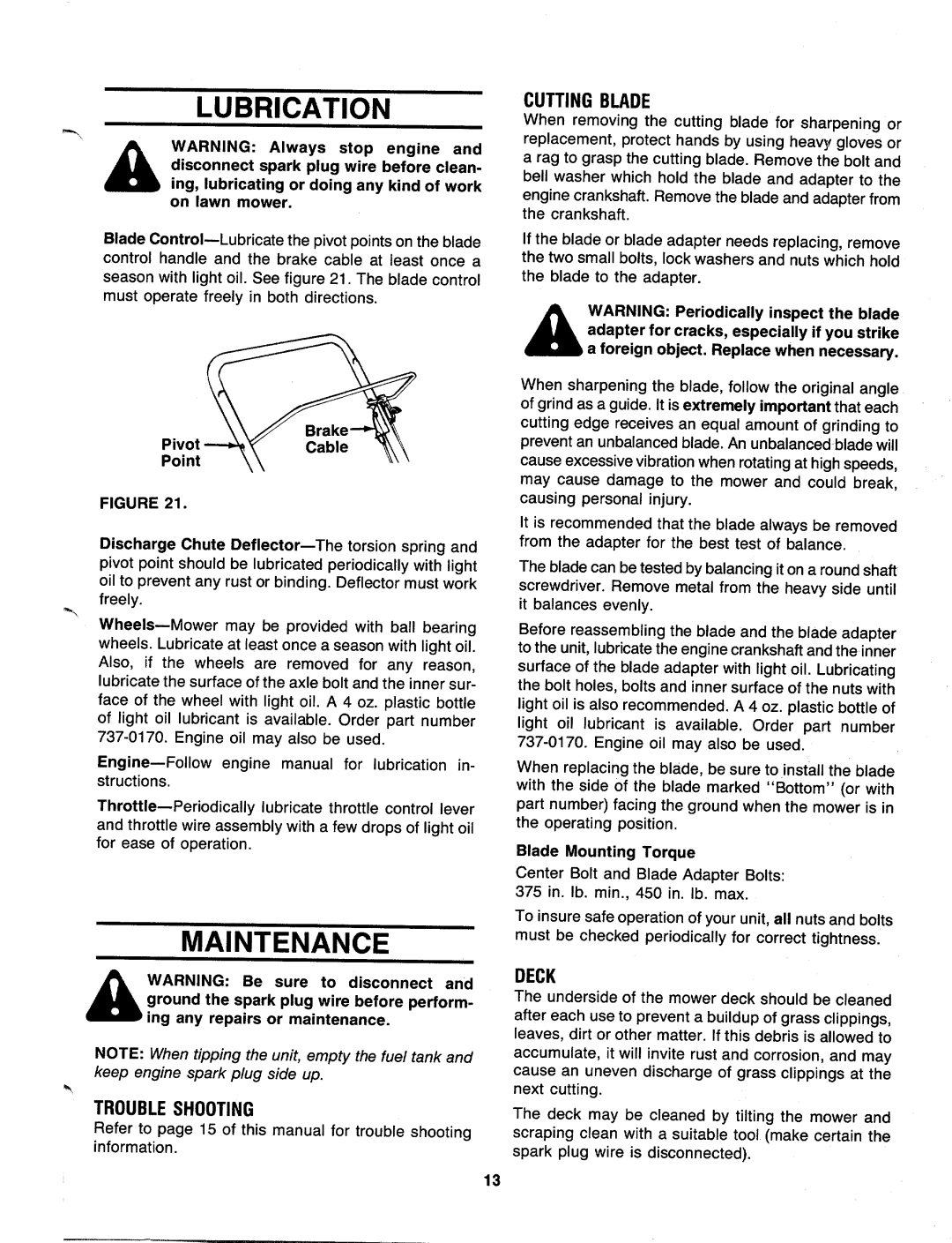 MTD 110-516R000, 110-518R000 manual 