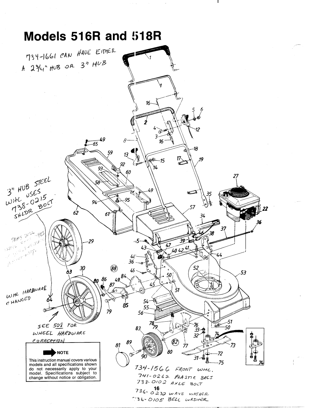 MTD 110-518R000, 110-516R000 manual 