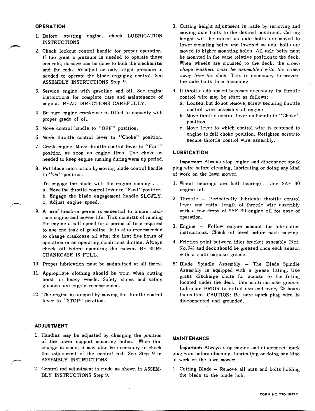 MTD 110-530 manual 