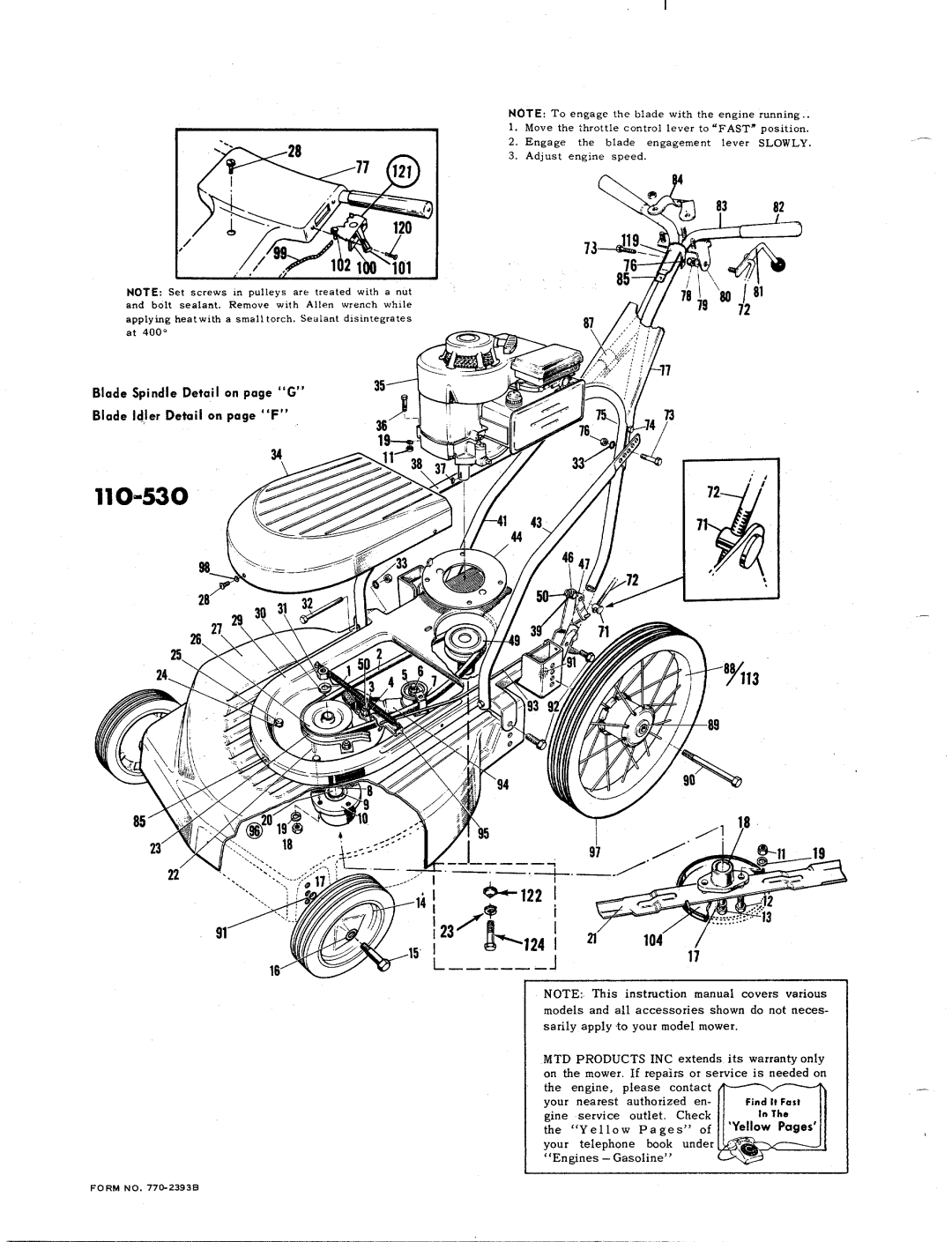 MTD 110-530 manual 