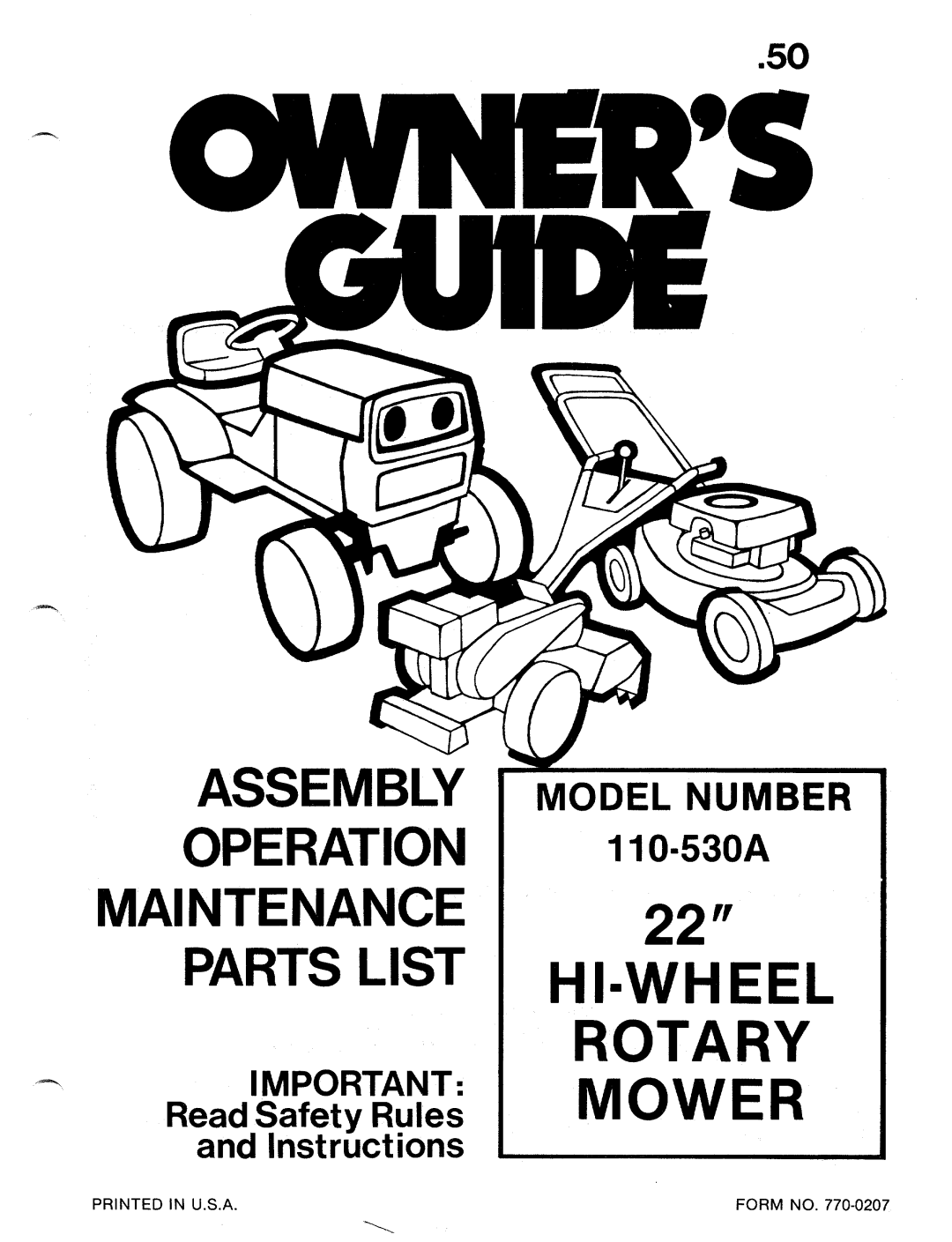 MTD 110-530A manual 