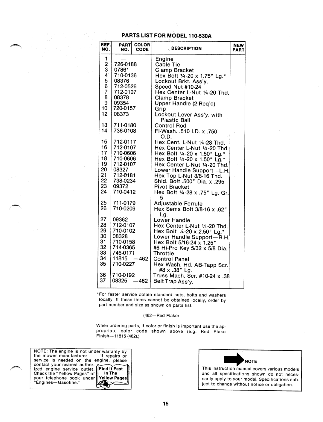 MTD 110-530A manual 