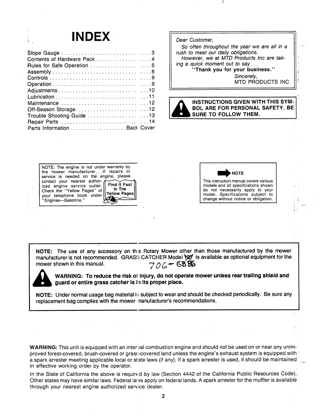 MTD 110A508R000 manual 