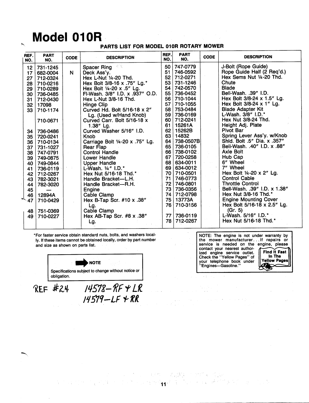 MTD 111-010R000 manual 