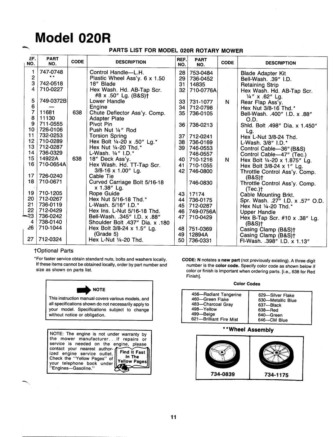 MTD 111-020R000 manual 