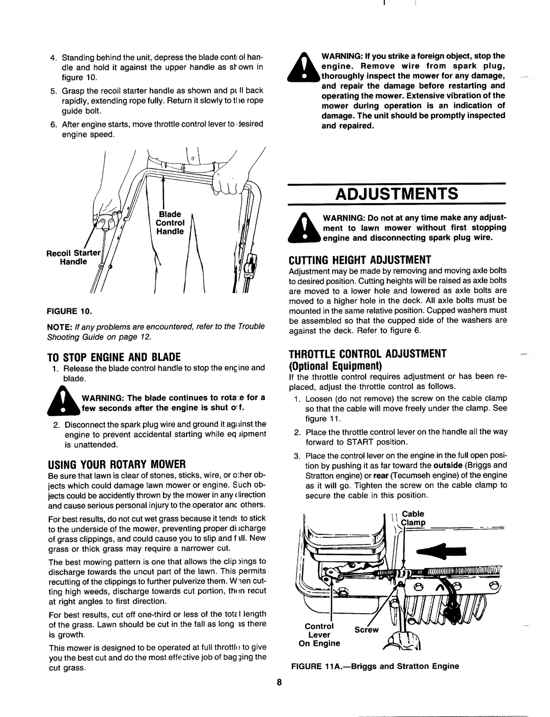 MTD 111-020R000 manual 