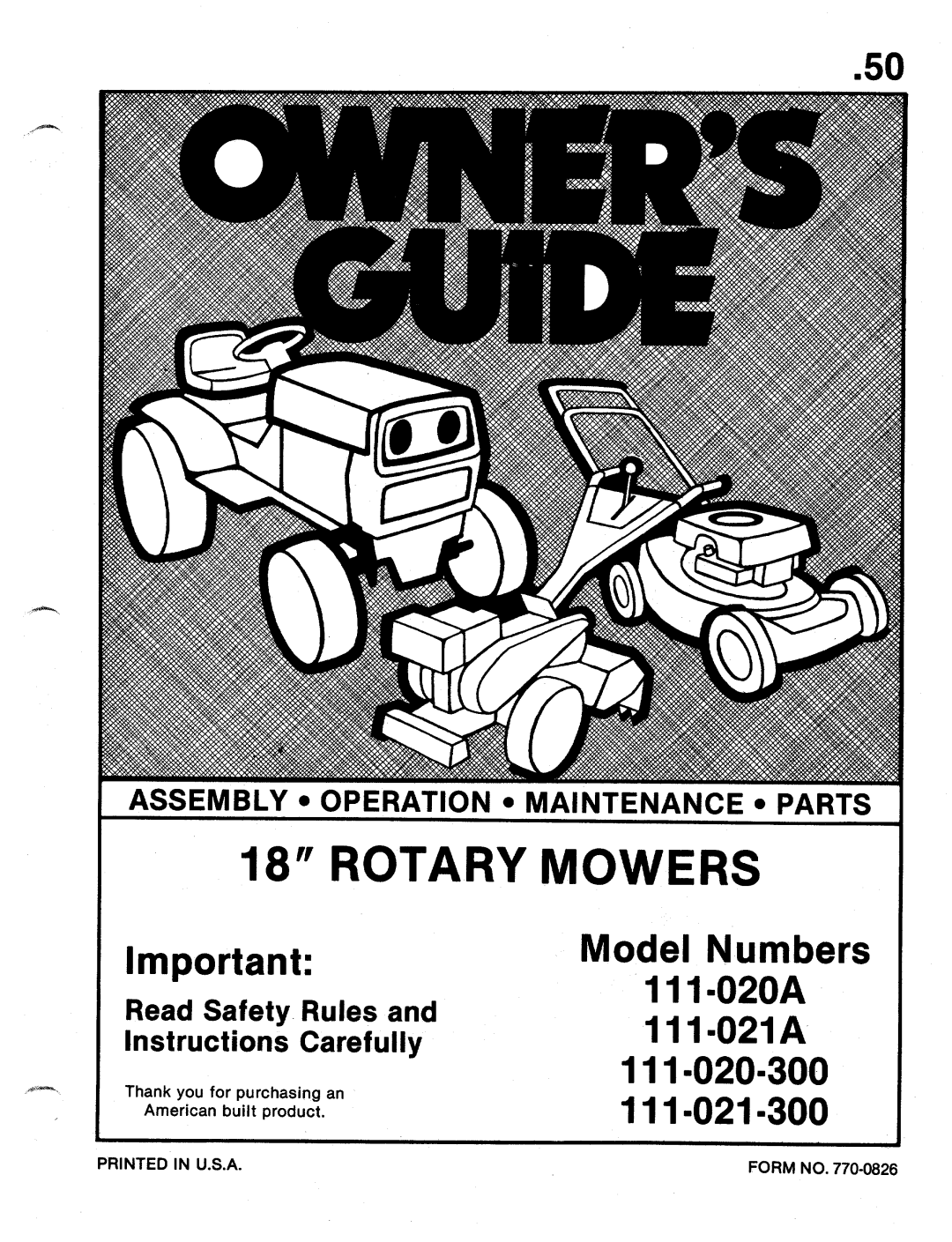 MTD 111-021-300, 111-021A, 111-020A, 111-020-300 manual 