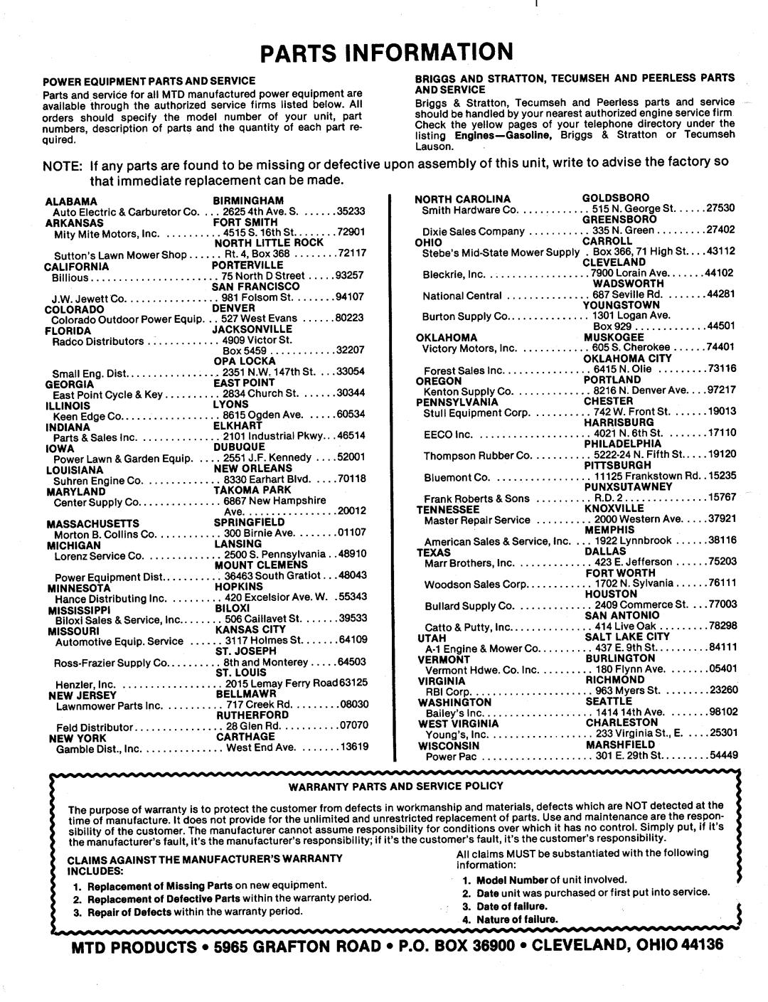 MTD 111-020A, 111-021A, 111-021-300, 111-020-300 manual 