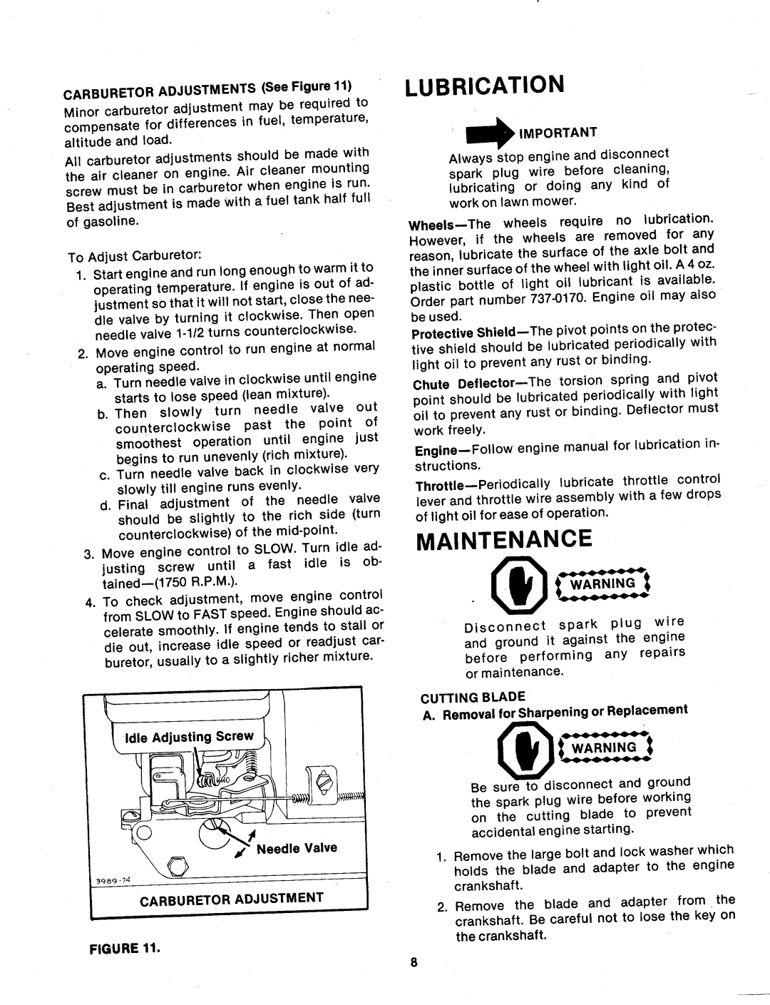 MTD 111-021A, 111-021-300, 111-020A, 111-020-300 manual 