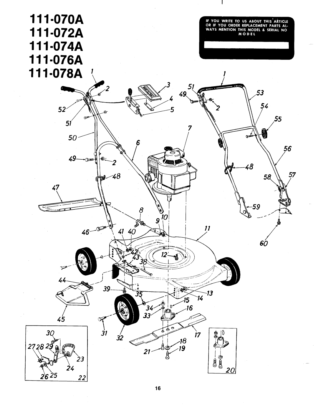 MTD 111-074A, 111-078A, 111-076A, 111-072A, 111-070A manual 