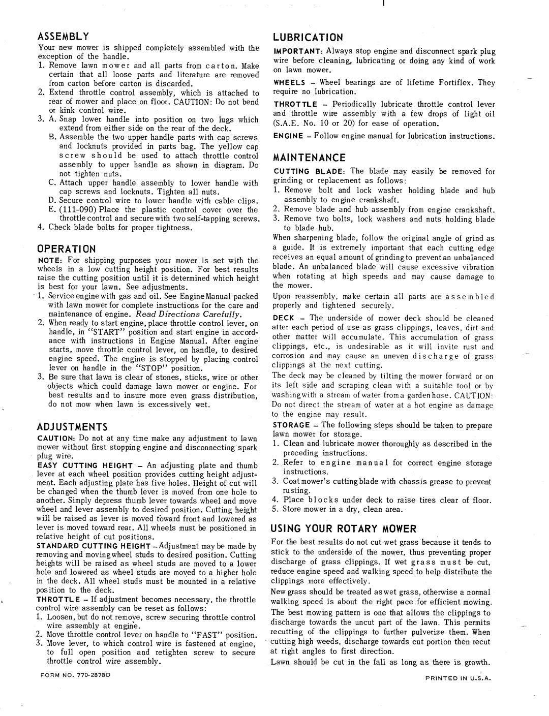 MTD 111-030, 111-090, 111-050 manual 