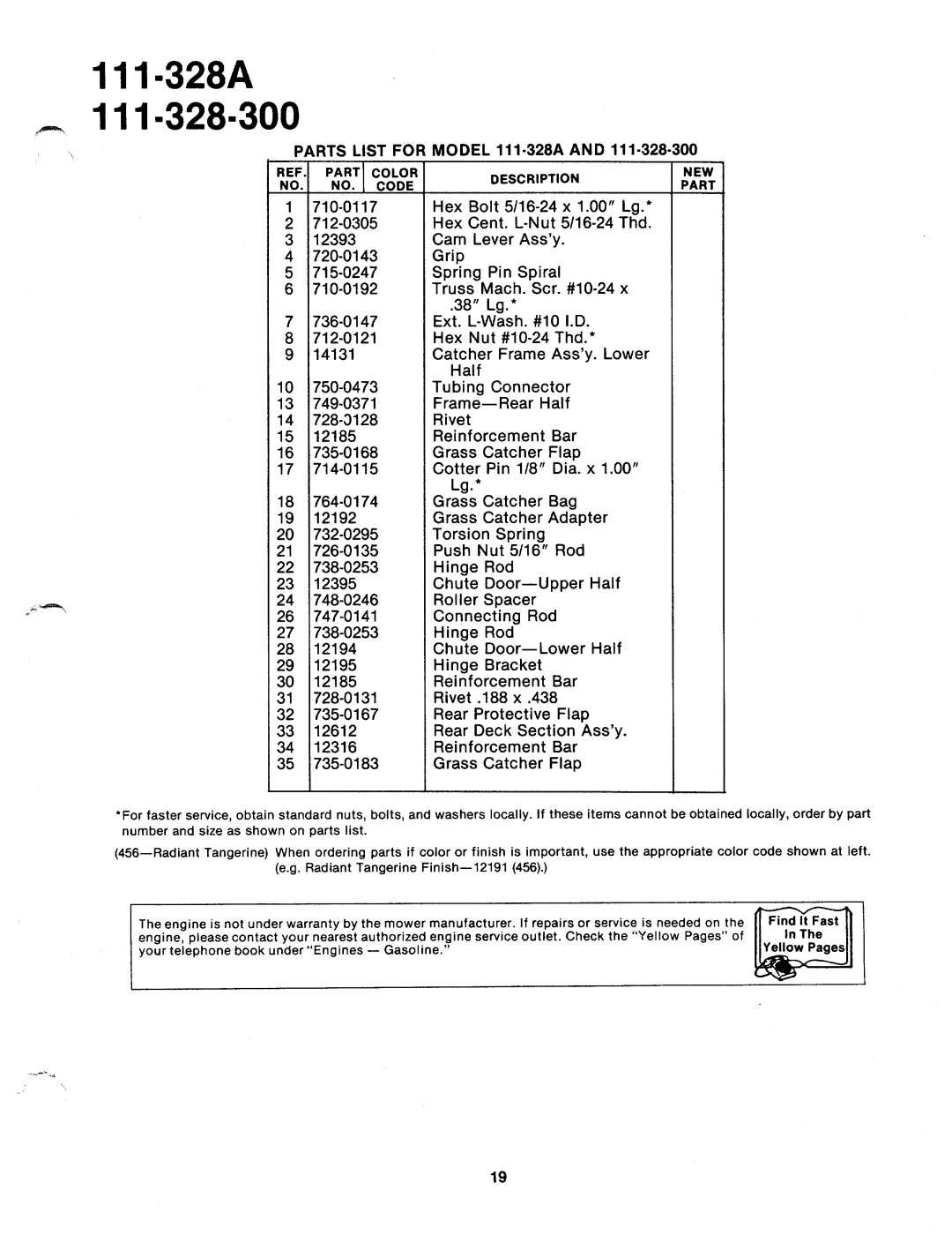 MTD 111-328A, 111-328-300 manual 