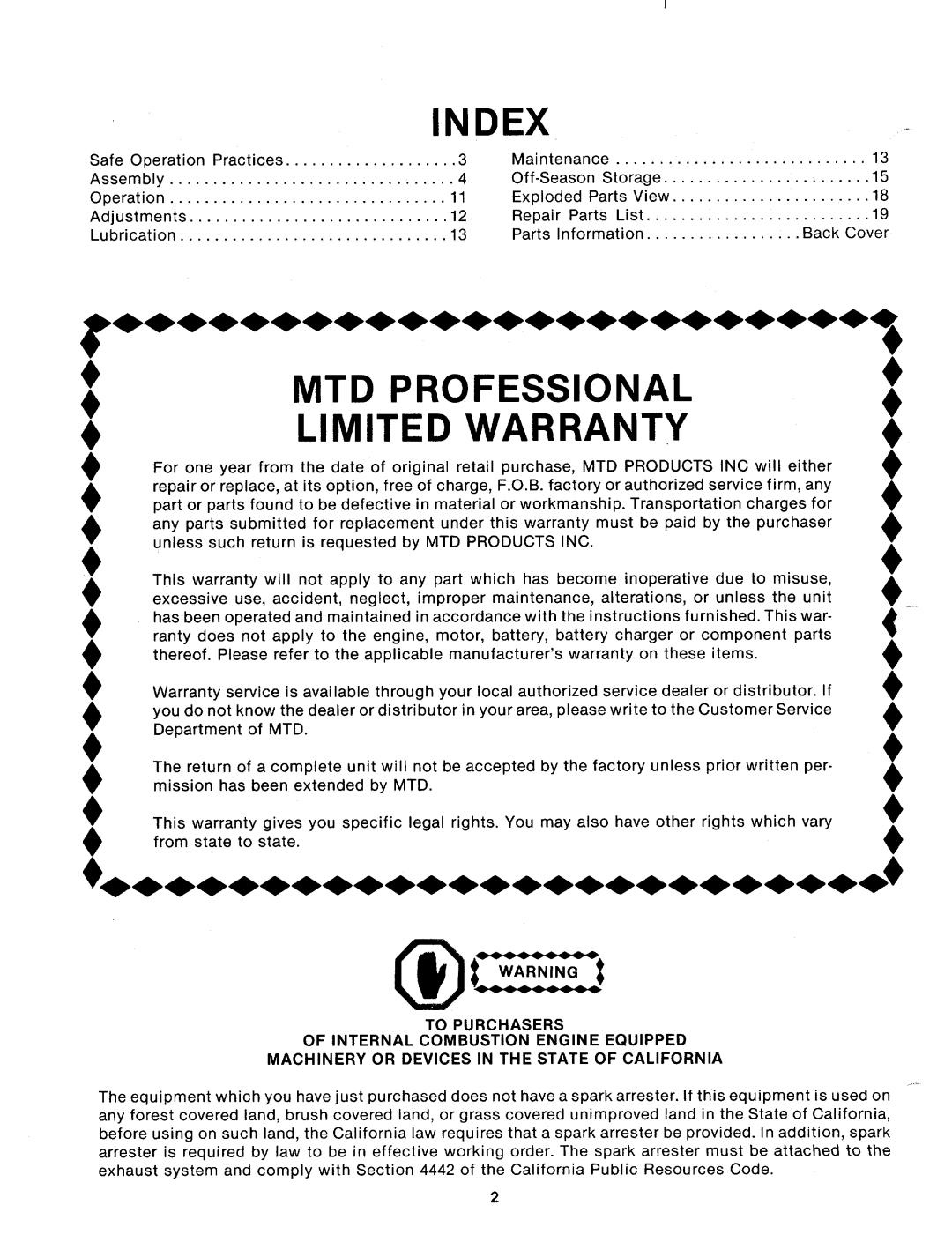 MTD 111-638A manual 