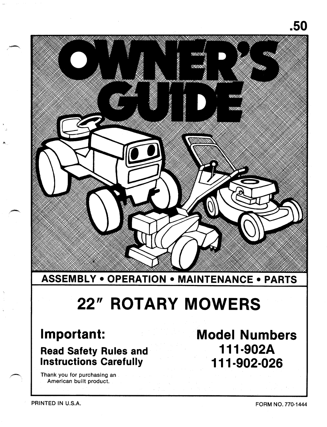 MTD 111-902A, 111-902-026 manual 