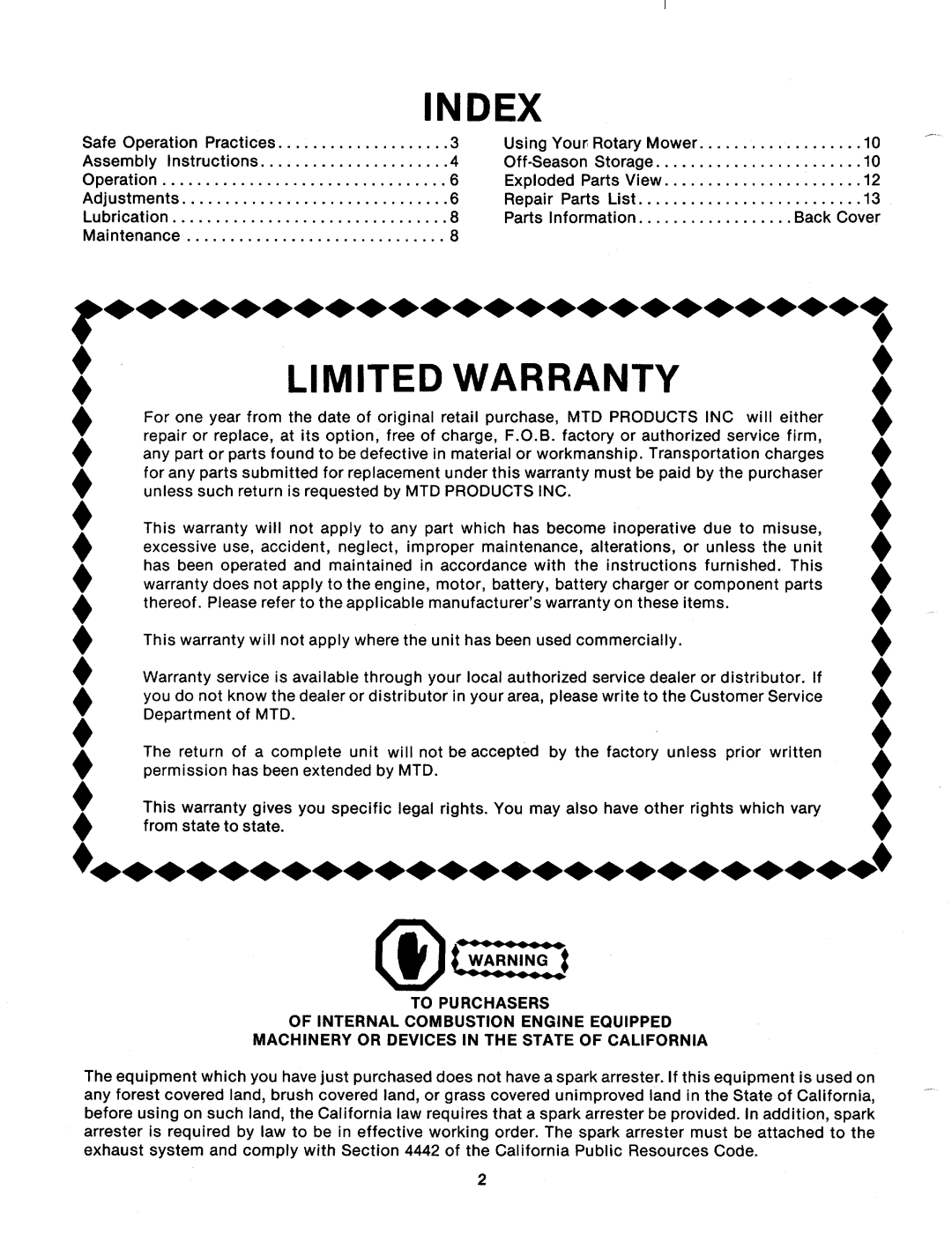 MTD 111-902-026, 111-902A manual 