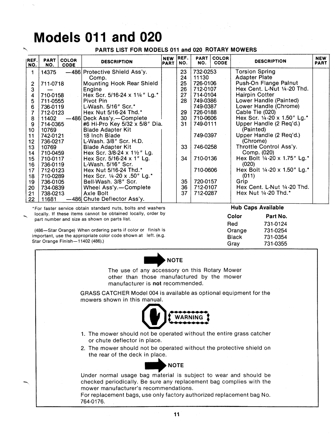 MTD 112-020-300, 112-011-300, 112-011A, 112-020A manual 