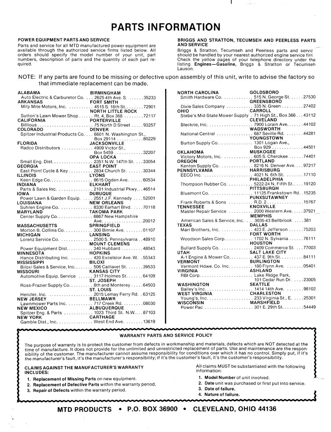 MTD 112-011-300, 112-011A, 112-020A, 112-020-300 manual 