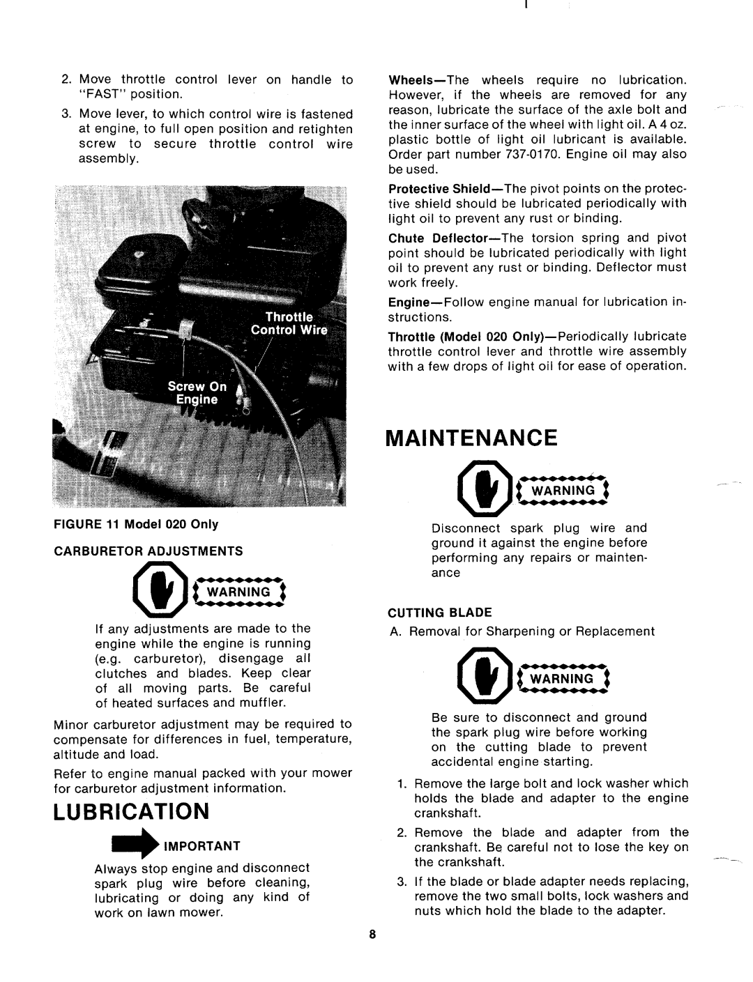 MTD 112-011-300, 112-011A, 112-020A, 112-020-300 manual 