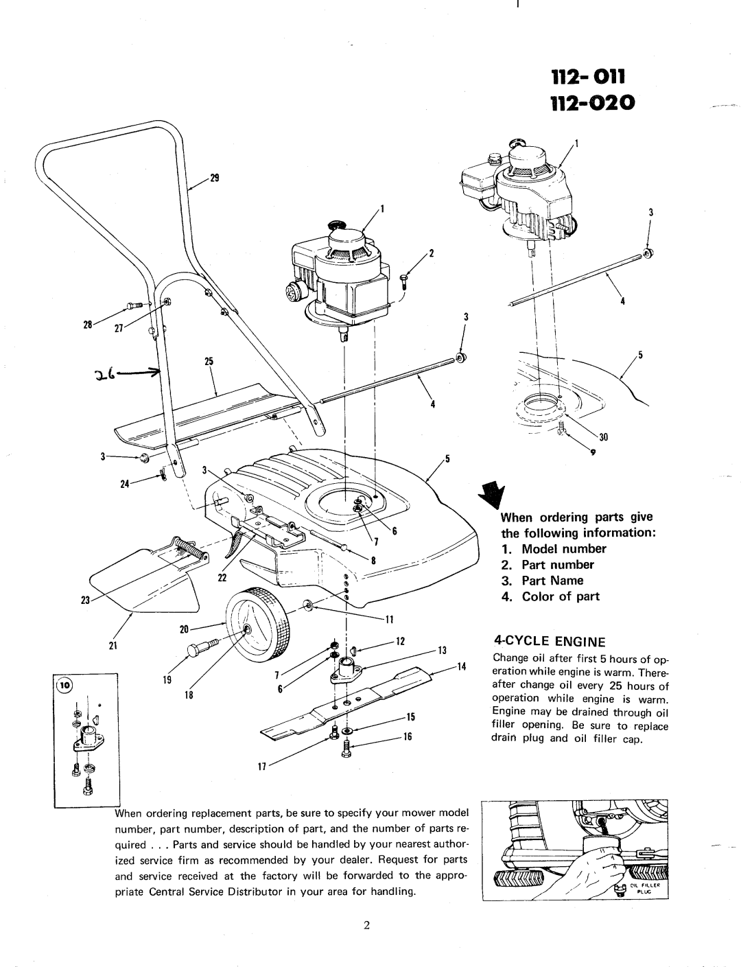 MTD 112-020, 112-011 manual 