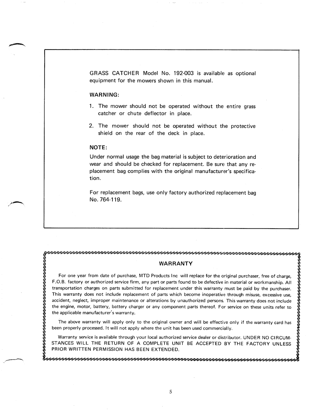 MTD 112-011, 112-020 manual 